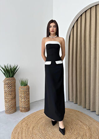 Reka Moda  Cep Detaylı Straplez Elbise