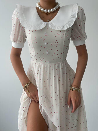 Reka Moda Aversa İnci Detay Şifon Elbise