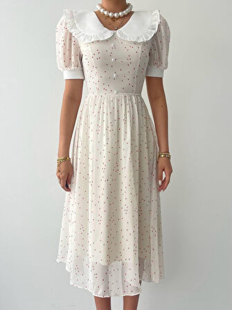 Reka Moda Aversa İnci Detay Şifon Elbise