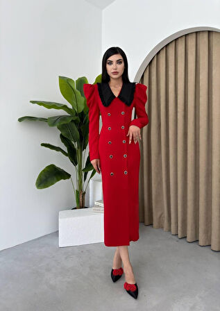 Reka Moda Palmas Geniş Yakalı Elbise