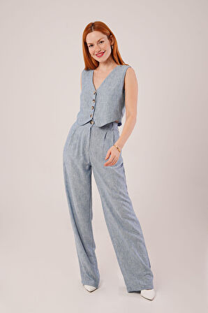Reka Moda Kırçıllı Desen Mavi Takım