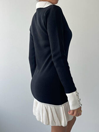 Reka Moda Bochum İnci Düğmeli Mini Elbise