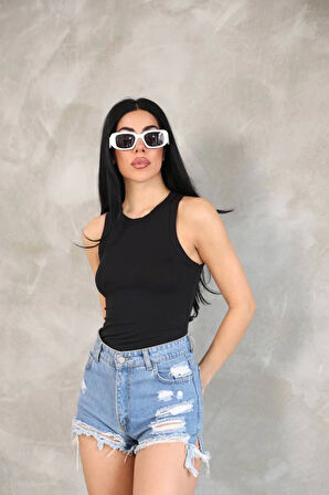 Reka Moda Kolsuz Badi Bluz - Siyah