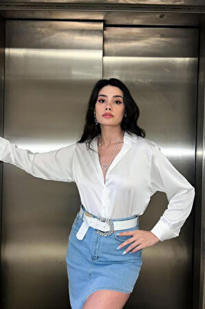 Reka Moda Beyaz Saten Gömlek