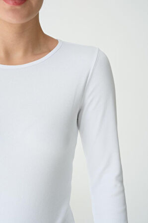 Reka Moda Uzun Kol Örme Body - Beyaz