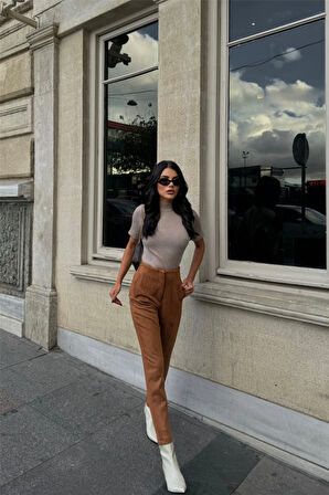 Reka Moda SÜET PANTOLON PENSLİ - Taba