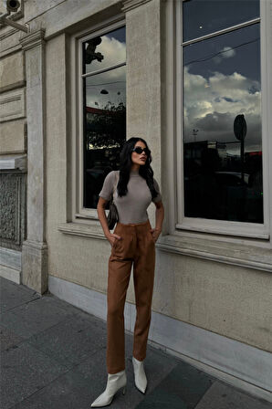 Reka Moda SÜET PANTOLON PENSLİ - Taba