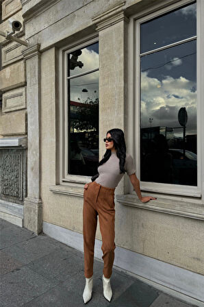 Reka Moda SÜET PANTOLON PENSLİ - Taba