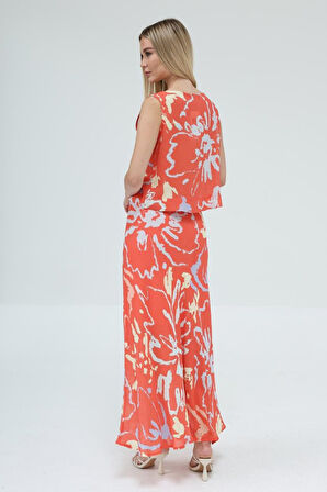 Reka Moda Bağcıklı Bluzlu Etek Takım - Kırmızı