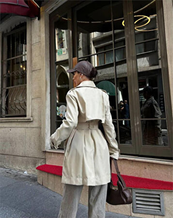 Reka Moda TRENCH KISA ŞANEL BOY - Ekru