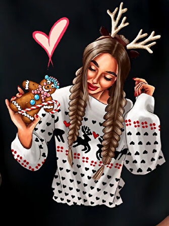 Reka Moda Kadın Uzun Kollu Bisiklet Yaka Desenli Viskon Iki Iplik Bluz