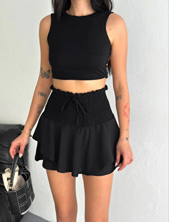 Reka Moda Ayrobin Şortlu Etek - Siyah