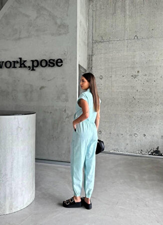 Reka Moda ÇİZGİLİ KETEN KOLSUZ CROP PANTOLON TAKIM - Yeşil
