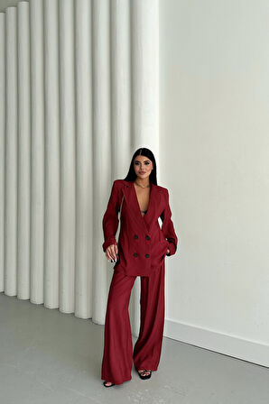 Reka Moda MODAL 4 DÜĞME ASTARSIZ CEKET - PANTOLON TAKIM - Bordo