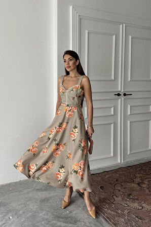 Reka Moda Haki İnce Kemer Detaylı Elbise