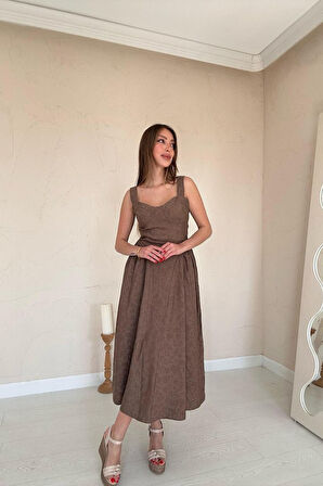 Reka Moda Vizon Yanları Büzgülü Göğüs Kuplu Elbise