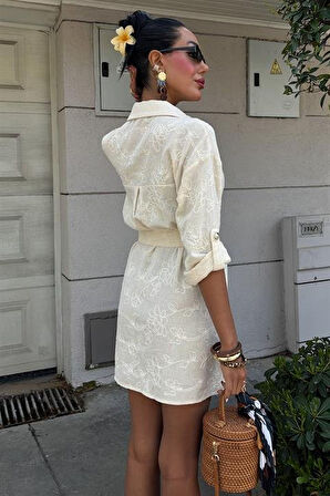 Reka Moda Süzene Nakışlı Ve Gold Düğmeli Elbise 2742