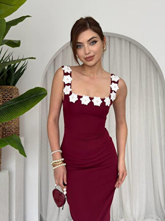 Reka Moda Mıng Çiçek Detaylı Elbise