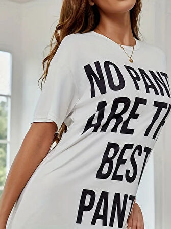 Reka Moda Kadın Kısa Kollu Yazı Baskılı Basic Mini Elbise