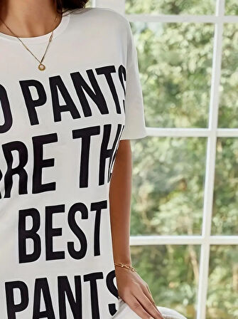 Reka Moda Kadın Kısa Kollu Yazı Baskılı Basic Mini Elbise