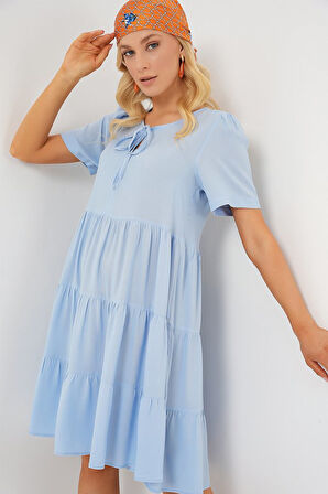 Reka Moda Kısa Kol Kısa Elbise 2554 - Mavi