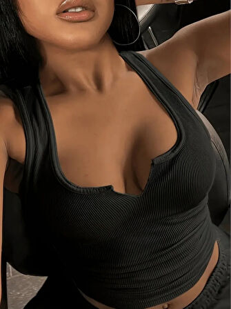 Reka Moda Kadın Kolsuz V Yakalı Kaşkorse Bluz