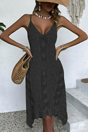 Reka Moda Kadın Kalın Askılı Triko Elbise