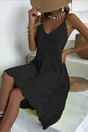 Reka Moda Kadın Kalın Askılı Triko Elbise