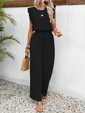 Reka Moda Kadın Kolsuz Bisiklet Yaka Aerobin Bluz Ve Bağcıklı Pantolon