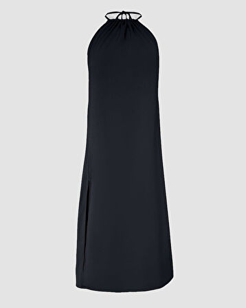 Reka Moda Kadın Boyundan Askılı Halter Kollu Viskon Elbise