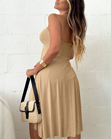 Reka Moda Kadın Straplez Boyundan Askılı Midi Bluz