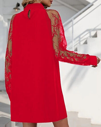 Reka Moda Kadın Uzun Kollu Damla Detaylı Sandy Mini Elbise