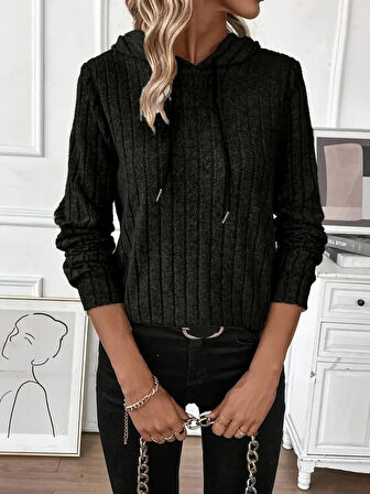 Reka Moda Kadın Uzun Kollu Kapşonlu Bağcıklı şardonlu Kaşkorse Bluz