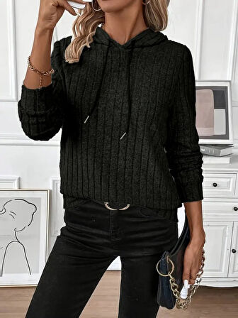 Reka Moda Kadın Uzun Kollu Kapşonlu Bağcıklı şardonlu Kaşkorse Bluz