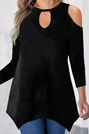 Reka Moda Kadın Uzun Kollu Omuz Ve Göğüs Dekolte Detay Viskon Bluz