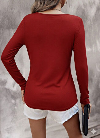 Reka Moda Kadın Uzun Kollu V Yakalı Kaşkorse Bluz