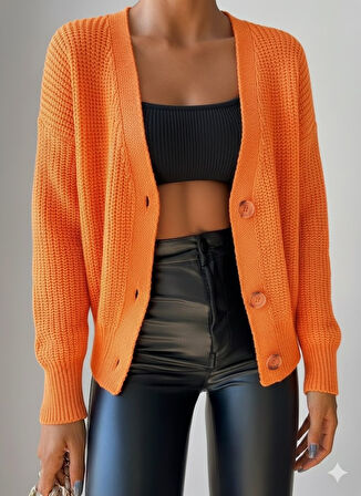 Reka Moda Kadın Uzun Kollu Düğme Detay Triko Bluz