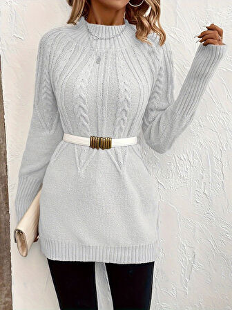 Reka Moda Kadın Uzun Kollu Yarı Balıkçı Yaka Triko Bluz