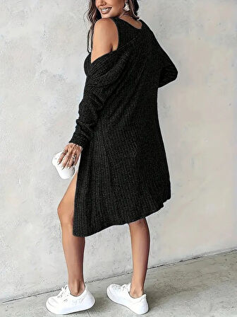 Reka Moda Kadın Askılı Yuvarlak Yakalı önü Düğmeli şardonlu Kaşkorse Mini Elbise Ve Kısa Ceket