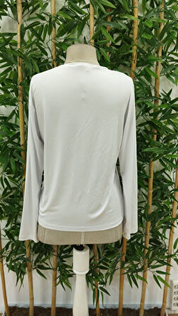 Reka Moda Kadın Uzun Kollu Bisiklet Yaka Ay Baskılı Viskon Bluz