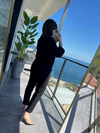 Reka Moda Kadın Uzun Kollu önden Fermuarlı Modal Ceket Ve Pantolon Ikili Takım