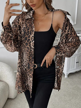 Reka Moda Kadın Uzun Kollu Yakalı önden Düğmeli şifon Gömlek