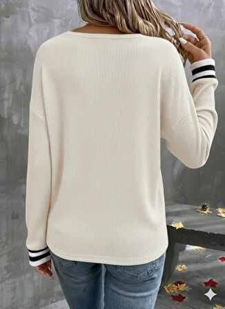 Reka Moda Kadın Uzun Kollu V Yakalı Waffle Bluz