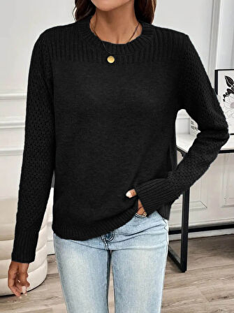 Reka Moda Kadın Uzun Kollu Bisiklet Yaka Triko Bluz