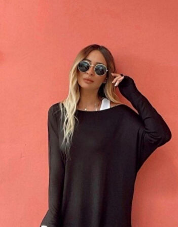 Reka Moda Kadın Uzun Kollu Tek Omuzdan Açık çilek Bluz Ve Viskon Atlet Ikili Takım