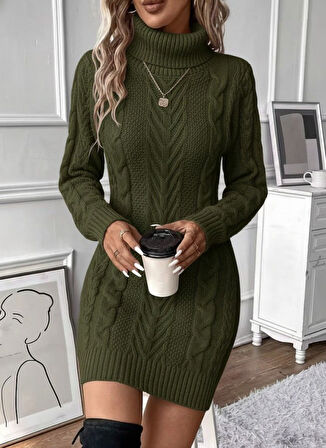 Reka Moda Kadın Balıkçı Yaka Mini Triko Elbise