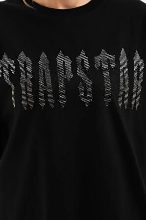 Reka Moda Unisex Taş Desenli Oversize T-Shirt - Siyah