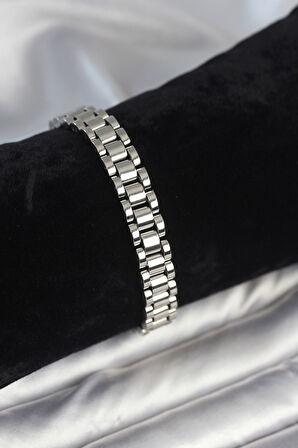 Reka Moda 316L Çelik Gümüş Renk 9 mm Kalınlık Erkek Bileklik