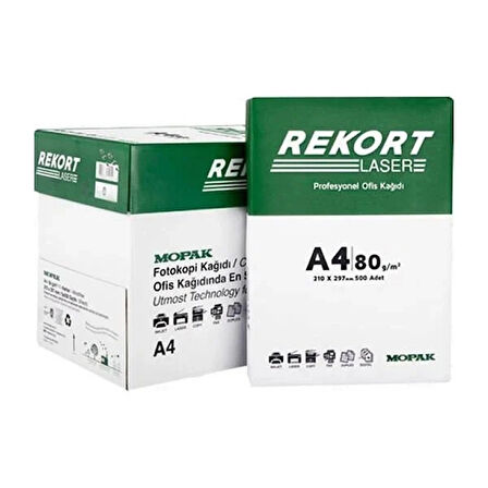 Mopak Rekort A4 Fotokopi Kağıdı 80gr 5 Paket (2500 Yaprak) (1 Koli)
