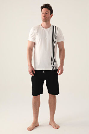 Arnetta Kısa Kol Erkek Bermuda Takım, Büyük Beden Şort Takım, %100 Pamuklu Bermuda Takım